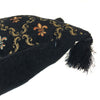 Fleur De Lys Black Velvet Tassle Embroidered Cushion Cover - Royal Collection