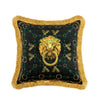 Lion Head Knocker Black Gold Velvet Gold Fringe Luxury Cushion Cover - Royal Collection