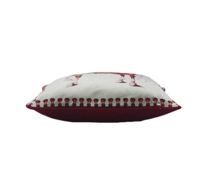 Rococo Horse Print Equestrian Style White Red Velvet Cushion Cover - Equestrian Collection