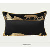Black Gold Leopard Animal Print Silky Jacquard Luxury Cushion Cover - Animal Collection