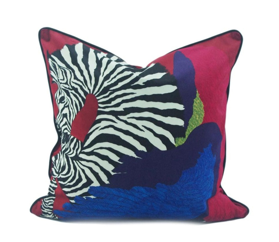 Pink Black White Zebra Print Square Cushion Cover - Animal Collection