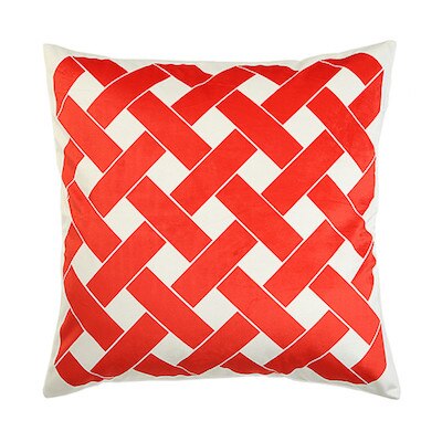 Red Lattice Plaid Check Geometric Design White Cushion Cover - Geometric Collection
